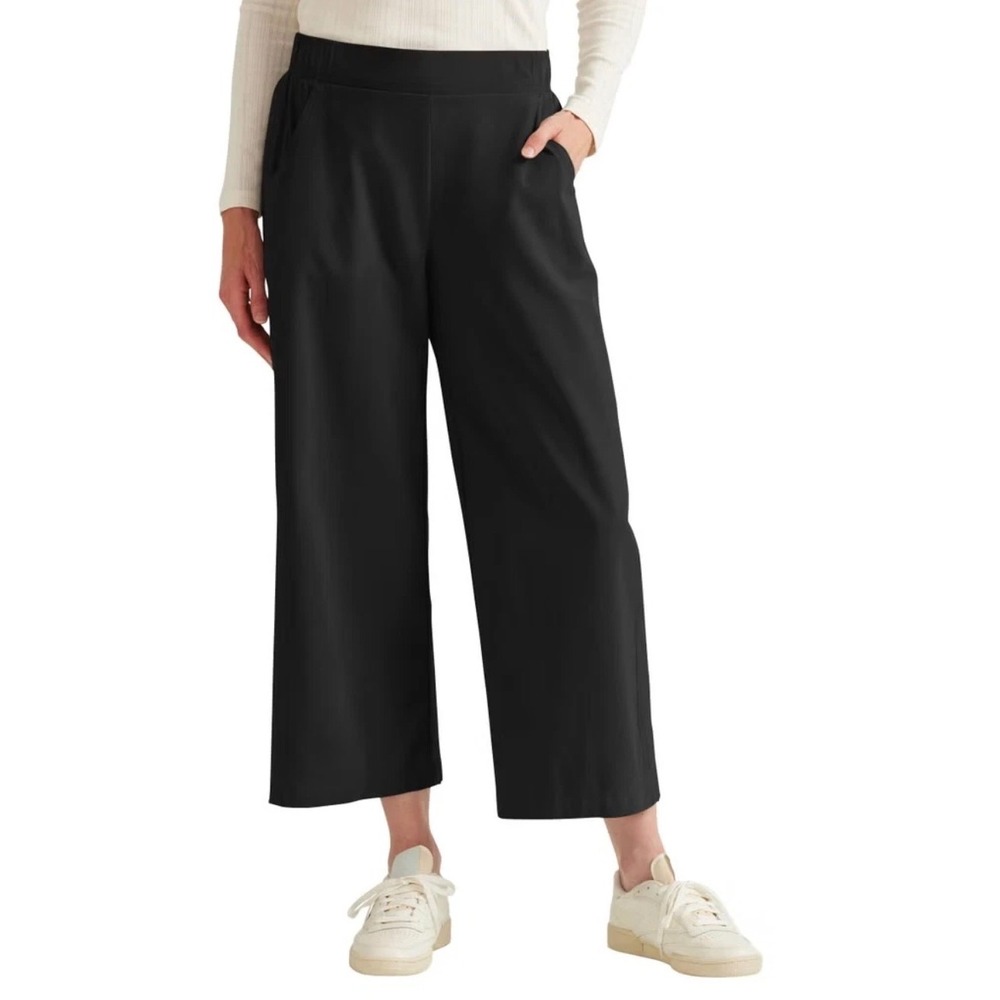 Eddie Bauer Traveler Crop Pant Women •XXL• Black Wide Leg Active Hiking Gorpcore